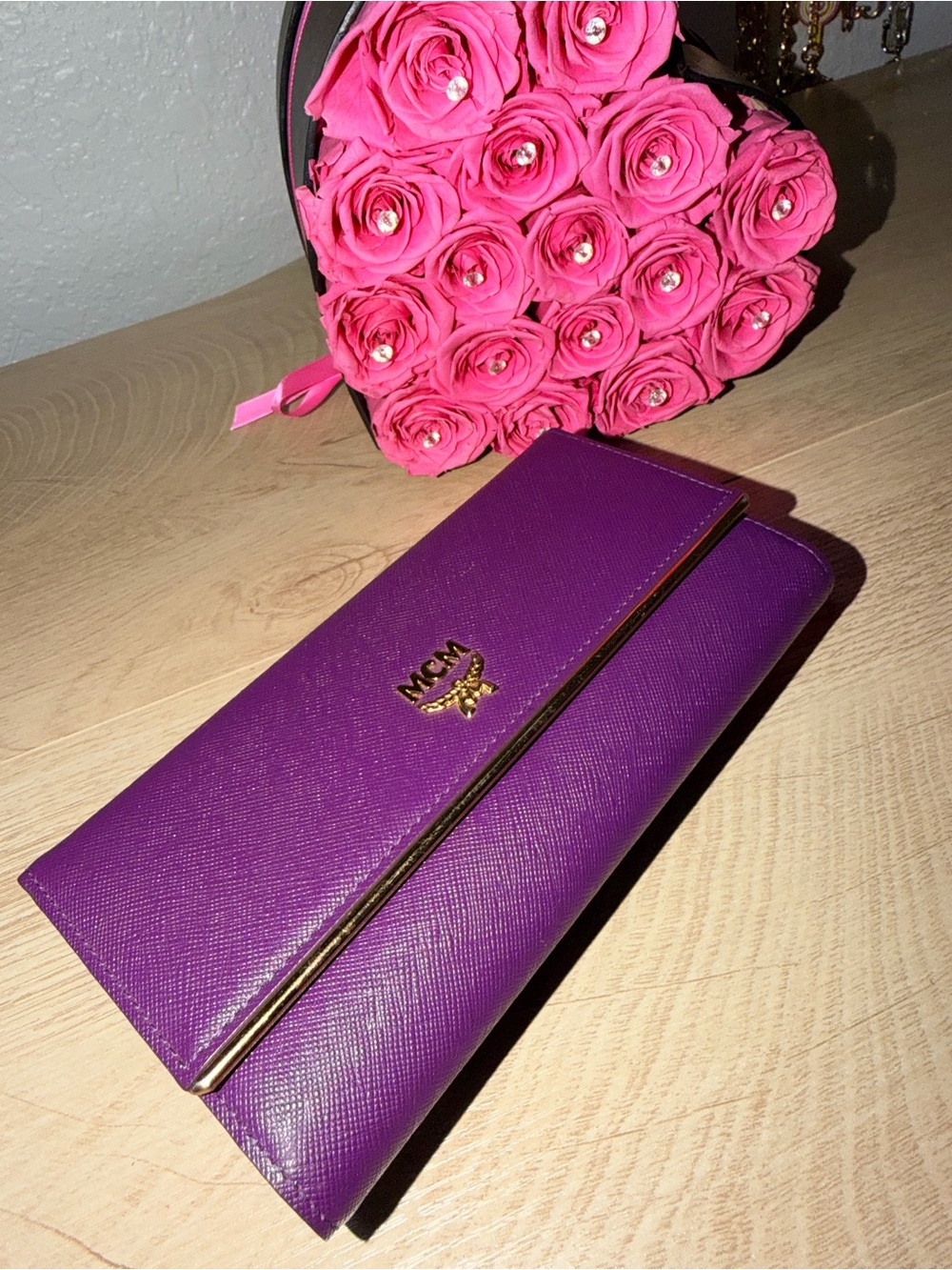 MCM Purple Saffiano Leather Continental Wallet